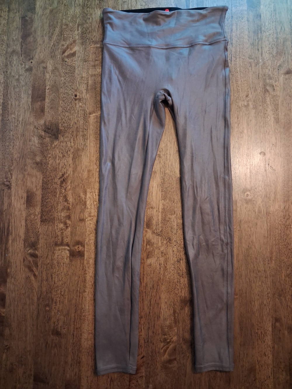 SPANX Woman's Taupe Stretch Faux Leather Leggings M